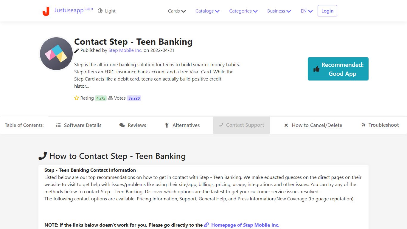 Contact Step - Teen Banking | Fast Customer Service/Support 2022 ...